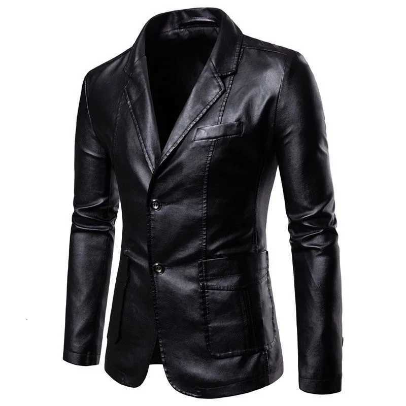 2024 Autumn and Winter New Fashion Trend Solid Color PU Leather Jacket Mens Casual Loose Comfortable Large Size Highend CoatT251029