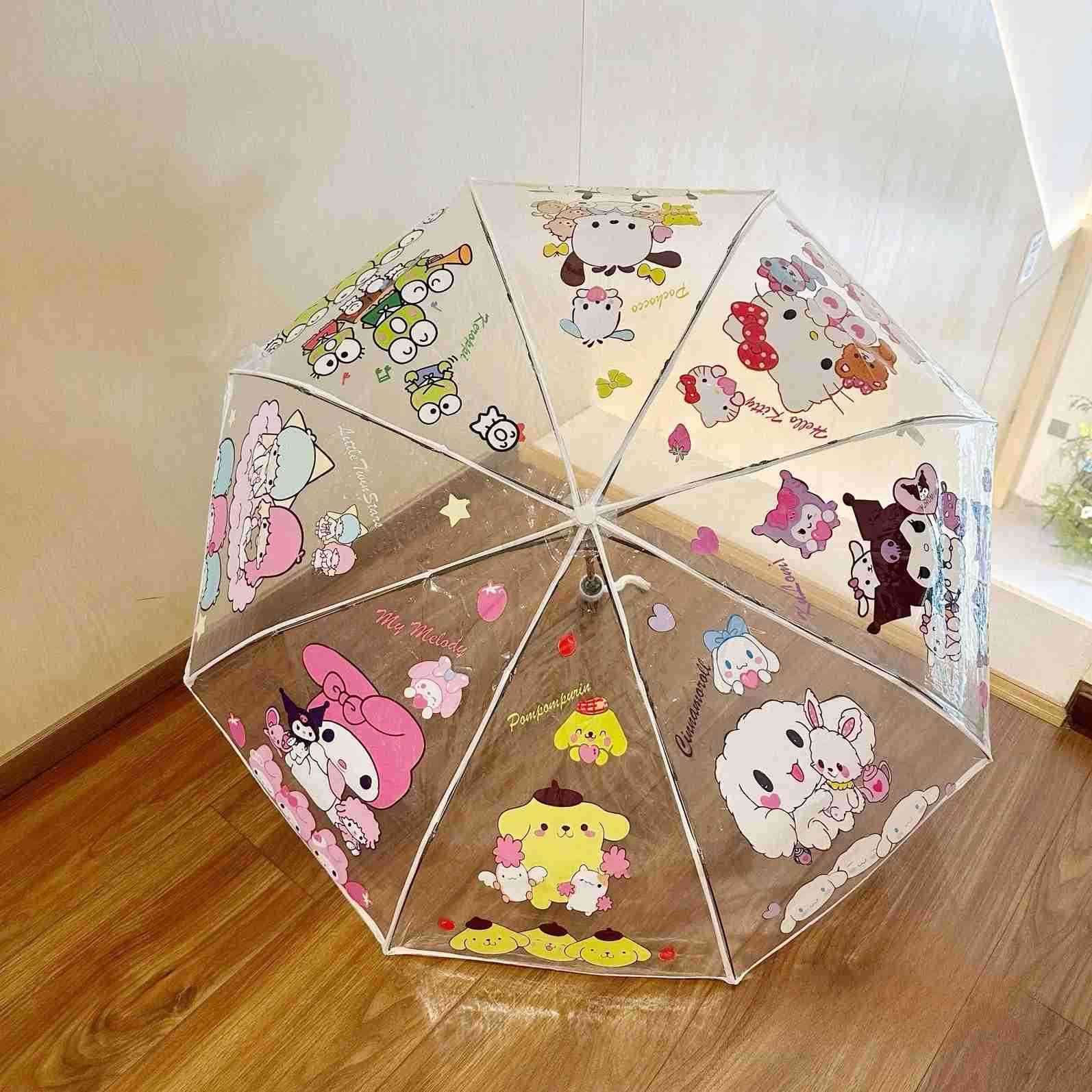Sanrio sanrio transparent umbrella cartoon kuromi folding fully automatic opening and closing umbrella cute parasol creativity gift L251029