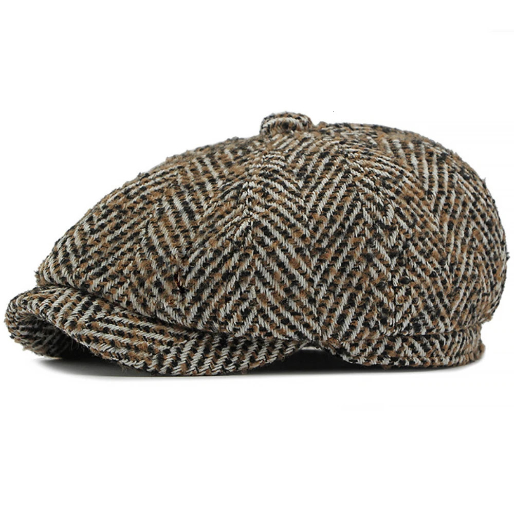 HT4409 Beret Cap Autumn Winter Hat Men Women Striped Artist Painter Wool Male Female Ivy Octagonal Flat Berets 251013