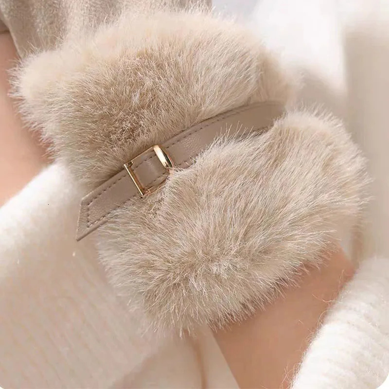 Winter Women Keep Warm Plus Velvet Touch Screen Thicken Plush Wrist Suede Gloves Fashion Personality Elegant Drive Cycling 251029