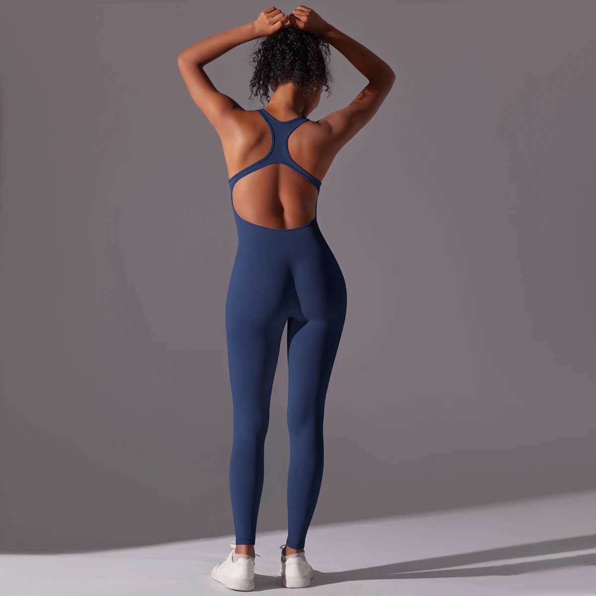 Backless Yoga Bodysuit Women Sports Jumpsuit Fitness Sportswear Workout Set Solid Color Seamless Butt Lifting Yoga BodysuitXJ251029