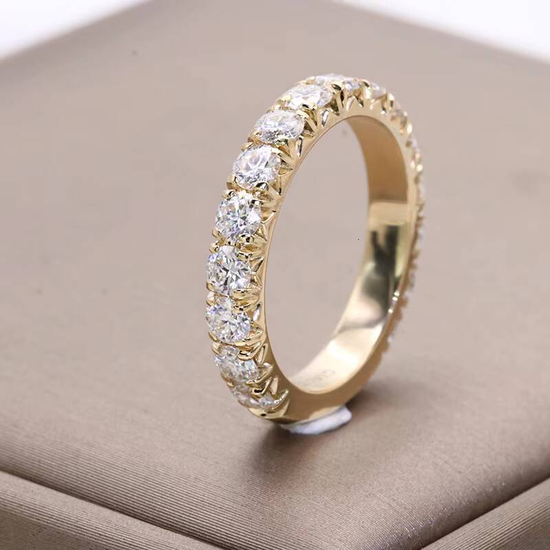 Beautiful Jewelry Moissanite Band Ring Wedding Engagement Ring 14K Pure Yellow Gold Moissanite Diamond Eternity Ring