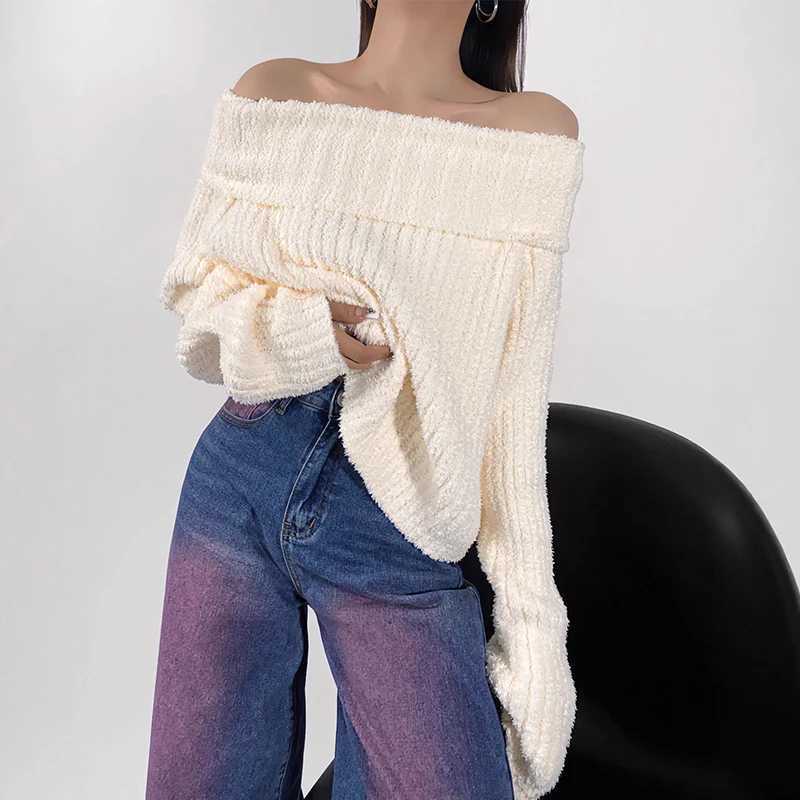 European and American Spicy Girl Knitted Sweater Autumn Winter New Pit Striped Pullover Sweaters Y2K Solid Color Cropped Jumpers J251029