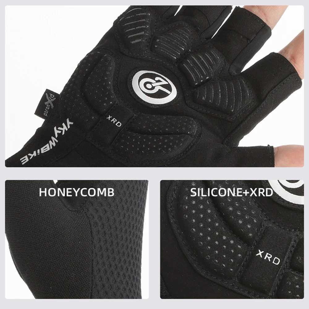 YKYWBIKE Cycling Gloves Unisex Half Finger PORON XRD Summer Breathable Shock Absorbing Bicycle Outdoors Road Bike Gloves J251029