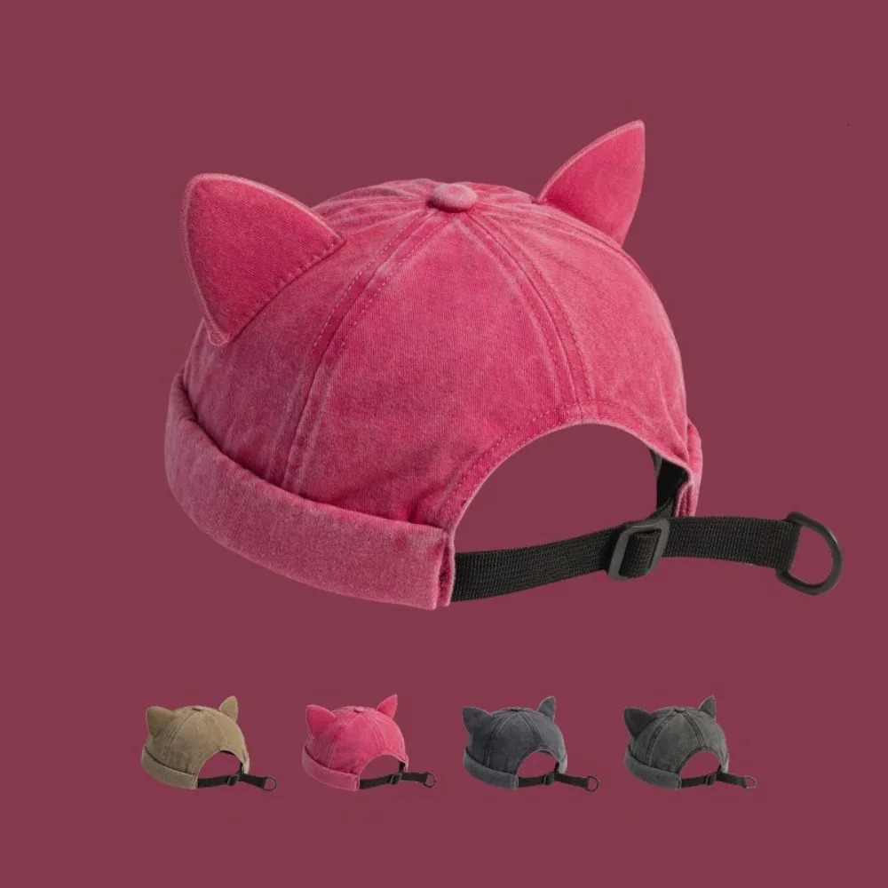 Fashion Washed Old Cat Ears Landlord Hat Solid Color Breathable Beanie Hat Cotton Unisex Beanie Cap Men 251029