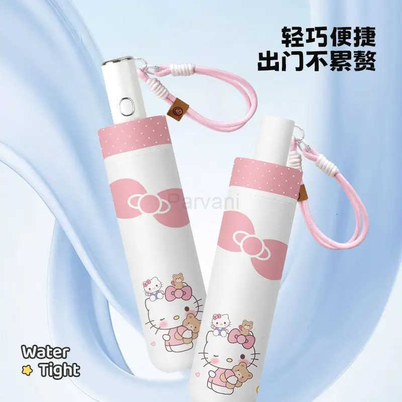 Sanrio Kawaii Hello Kitty Umbrella Cartoon Cute Fully Automatic Sun Protection Parasol Uv Protection Sun Umbrella Folding Girl L251029