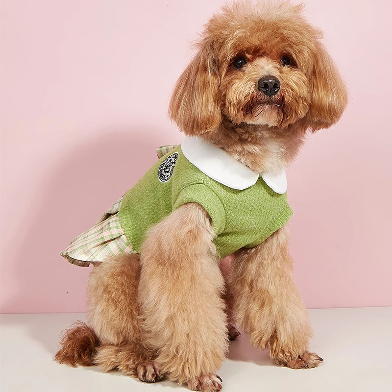 College Style Cute Pet Clothing Cats Dress for Small Dogs Cats Plaid Skirt Spring Clothes Cat Chihuahua Teddy Yorkshire Costume 251029