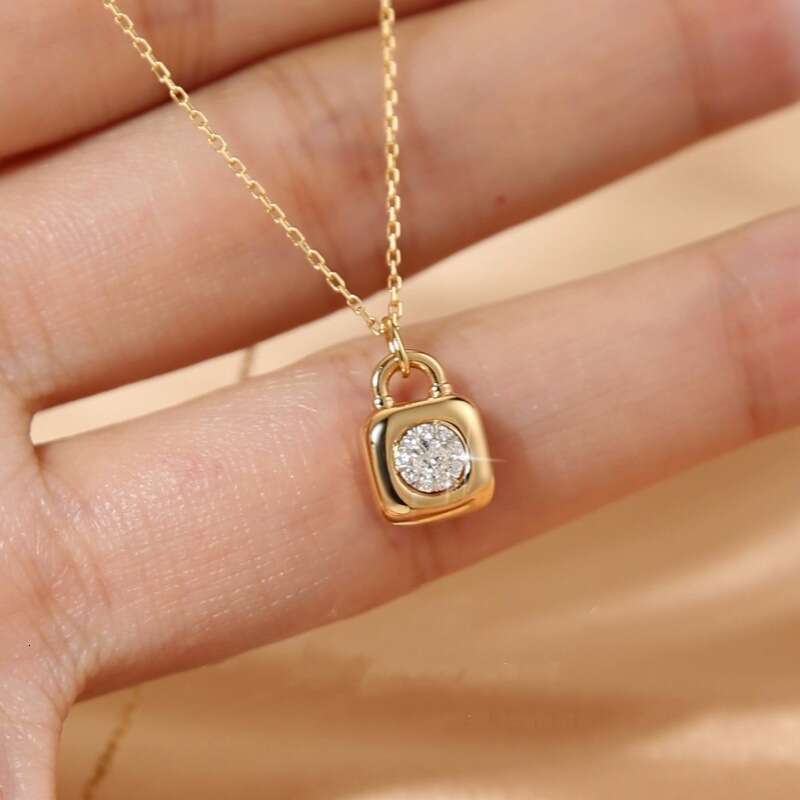 Necklace 925 Silver Plated with 16K Gold Zircon inlay Bubble Lock for Women Niche Design Unique Trendy Versatile Collarbone