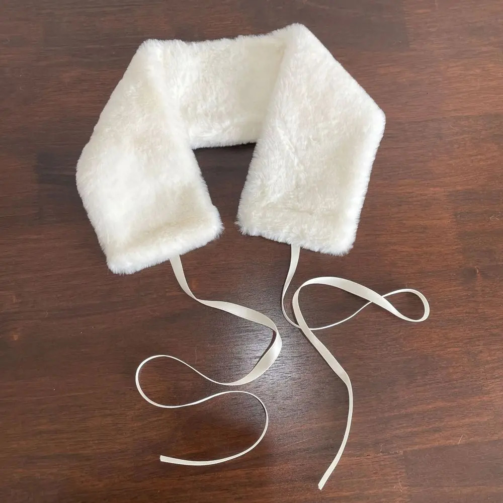Windproof with Plush Balls Neck Warmer Thickening Lamb Wool Cross Scarf Winter Warm Neckerchief Wrap Girls 251021