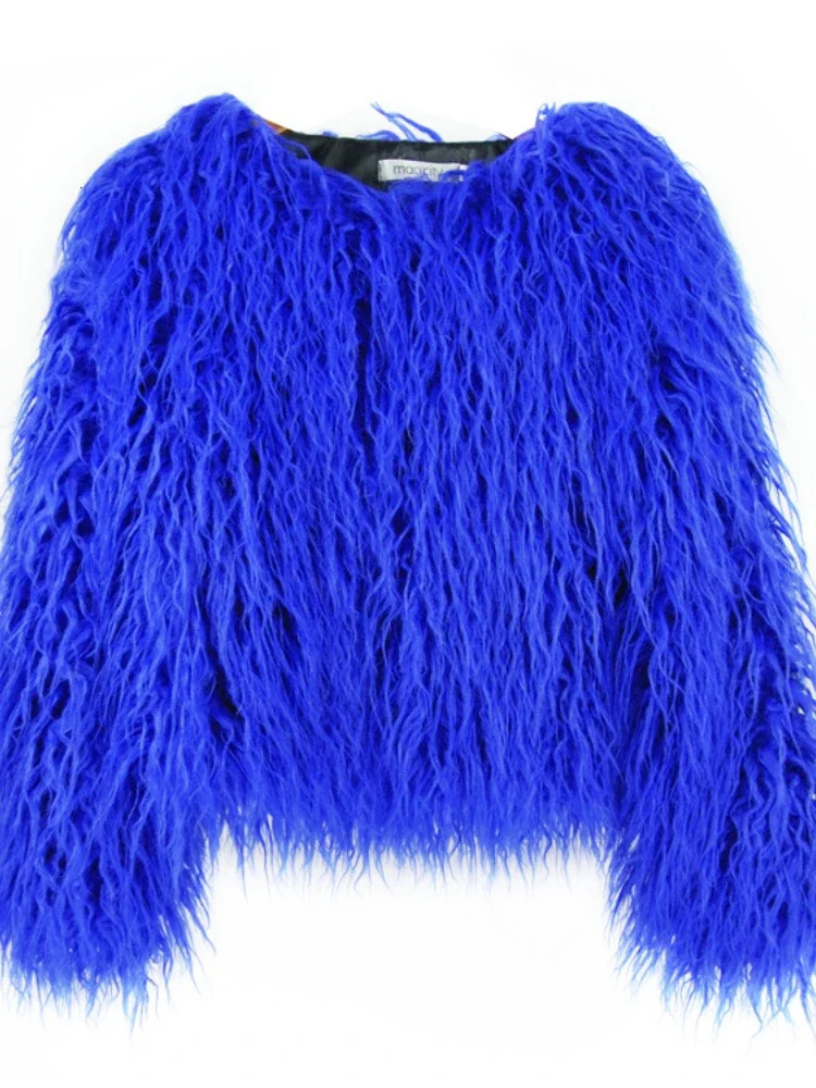 Colorful Warm Faux Women Fur Coat Black White Pink Plush Coat Female Jacket Fur Autumn Winter Shaggy Outerwear High Street 2025 251029
