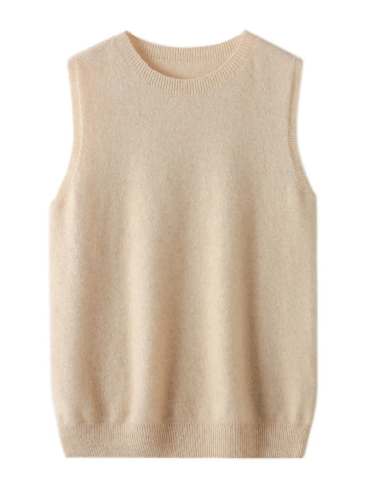 Women Oneck Sleeveless Sweater 100 Merino Wool Pullover Waistcoat Cashmere Knitwear Spring Summer Autumn Casual Vest 251029