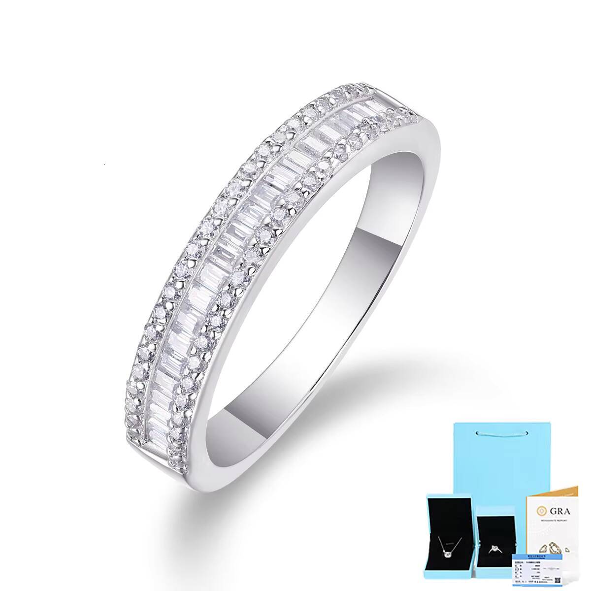 Hip Hop Style Baguette D VVS Moissanite Diamond 925 Sterling Silver Cuban Engagement Rings Wedding Party Trendy Design Women Men