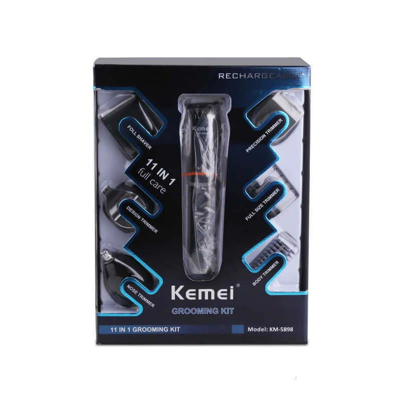 Kemei KM5898 11 IN 1 Grooming Kit for Hair Salon mens washable and rechargeable hair trimmer Z251029