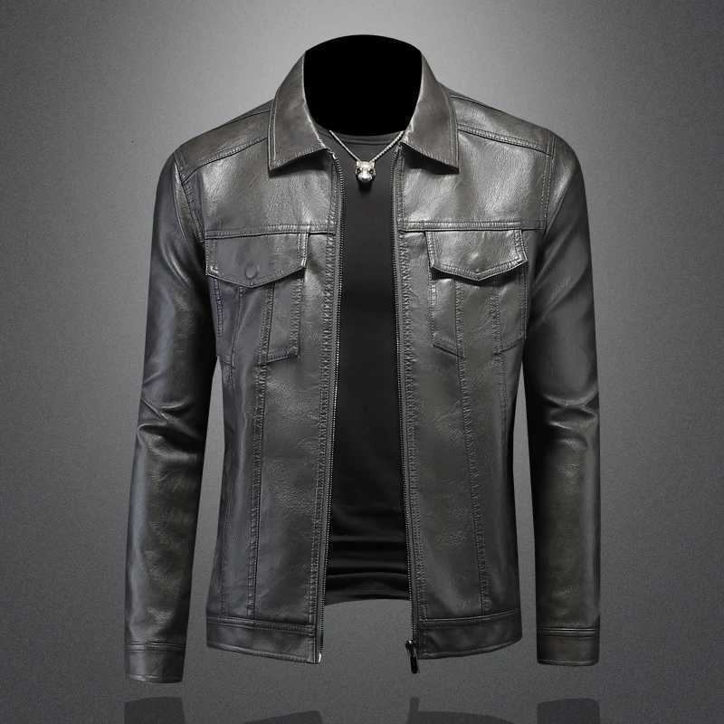 Highquality Mens Leather Jacket Fashion Casual Motorcycle Bike Leather Jackets Handsome Streetwear Waterproof Mens ClothingT251029