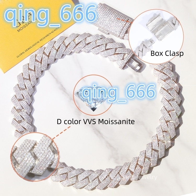 Luxury Jewelry Heavy Silver 20mm 4rows Gold Plated VVS Moissanite Diamond Cuban Chain Link for Hip Hop Jewelry