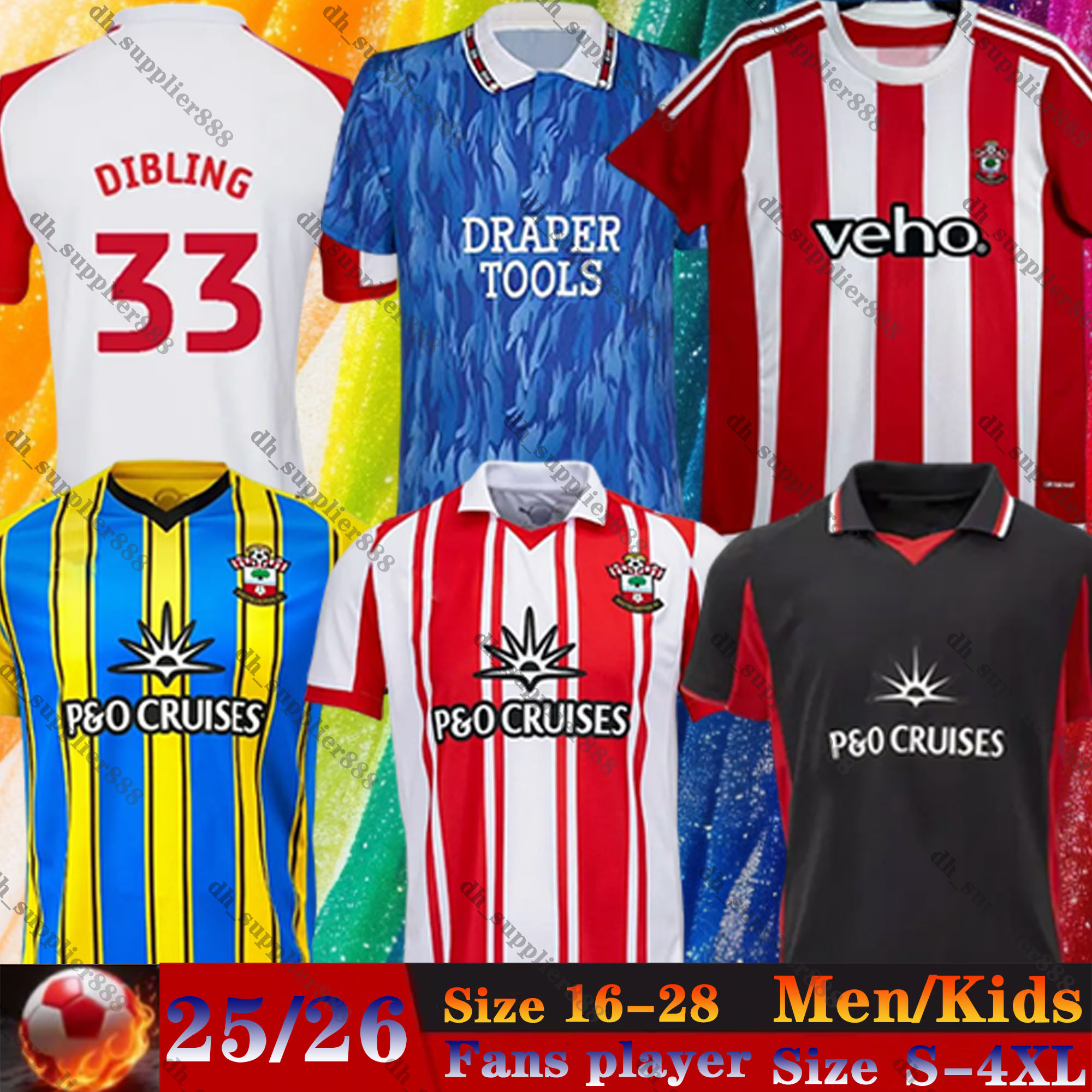 25 26 Southamtons fc Soccer Jerseys ARIBO Retro 92 15 16 REDMOND WARD-PROWSE men uniforms KAMALDEEN ROMEU UGOCHUKWU 2025 2026 southamton Football shirts kids kits