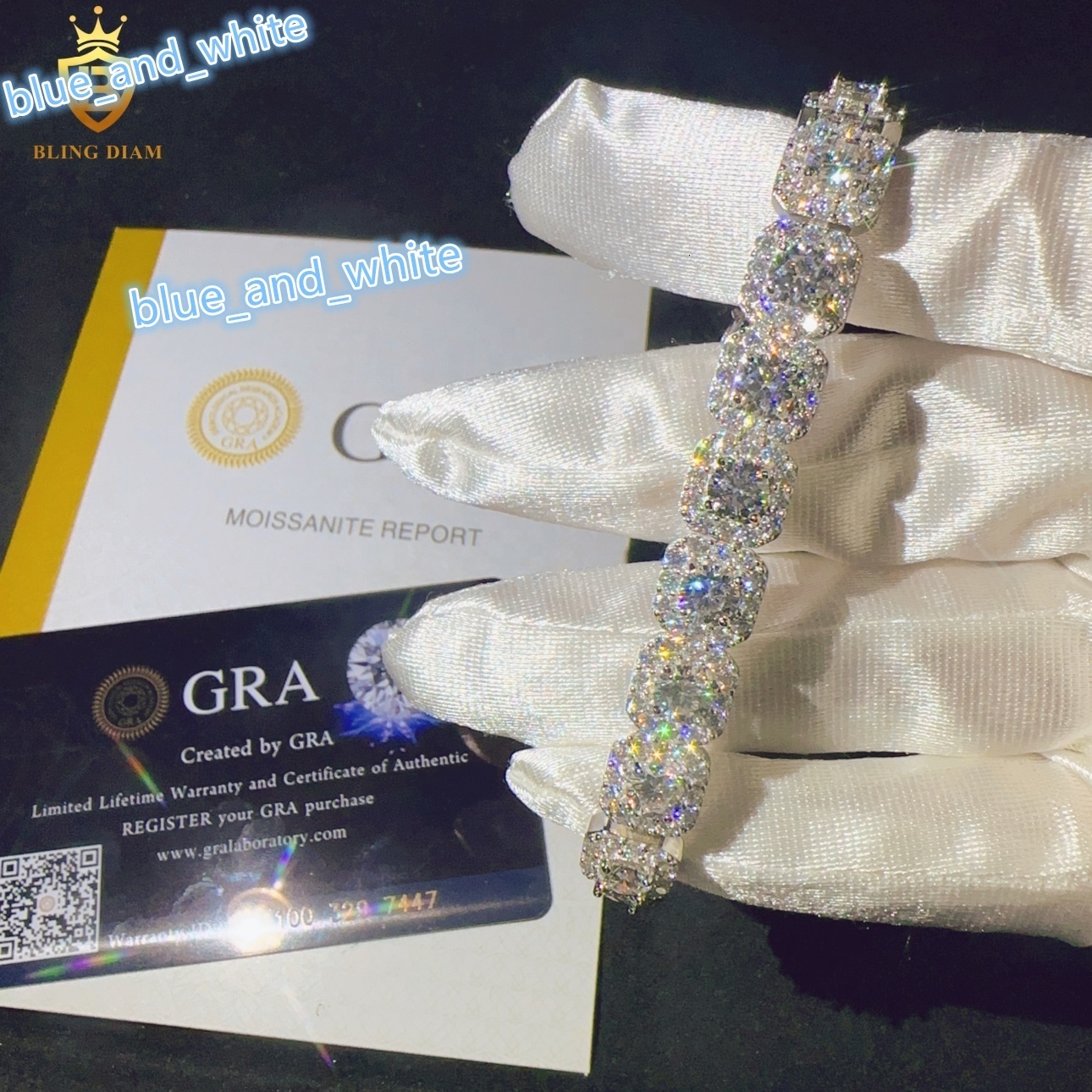 Hip Hop Pass Diamond Tester D Color VVS Moissanite 10mmLced Out Chain 925 Silver Moissanite Cuban Link Chain Bracelet