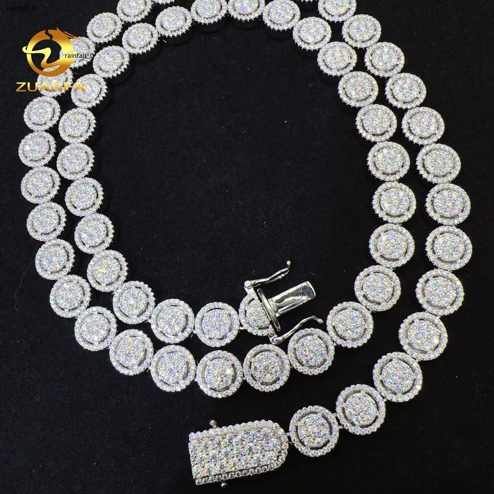 Fine Jewelry Sterling Silver S925 Hip Hop Iced Out Vvs Moissanite Diamond Jewelry Tennis Necklace Tennis Chain