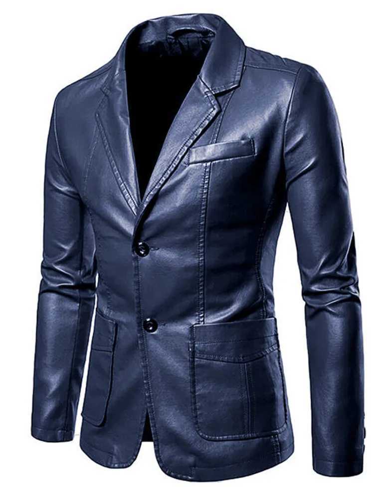 2024 Autumn and Winter New Fashion Trend Solid Color PU Leather Jacket Mens Casual Loose Comfortable Large Size Highend CoatT251029