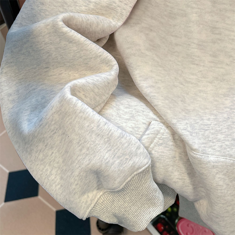 Autumn and Winter Wool Lining Thickened Designer Fashion Women's Hoodie Lazy Style High Street Heavyweight Couple Set Jacket