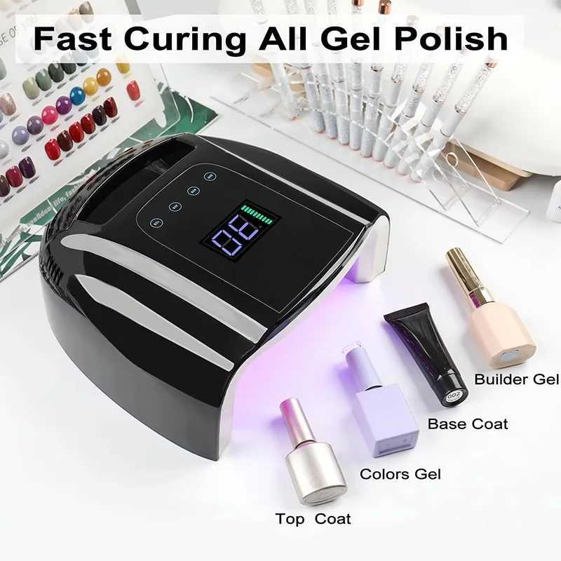 96W Black Rechargeable Nail Lamp H45 Cordless Gel Polish Dryer UV Light for Nails Manicure Light Wireless Nail UV LED Lamp J251115
