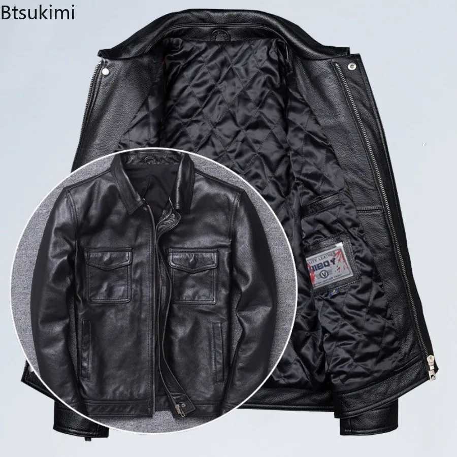 New Fashion Motorcycle Leather Jackets Mens Vintage Lapel Zipper Windbreak PU Leather Coats Autumn Winter Warm Casual OuterwearT251029