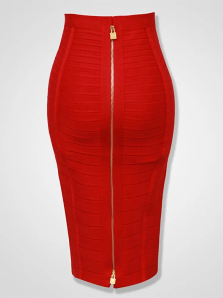 16 Colors Sexy Solid Zipper Orange Blue Black Red Bandage Skirt Women Elastic Bodycon Summer XL XXL Pencil Skirts 58cm 251028