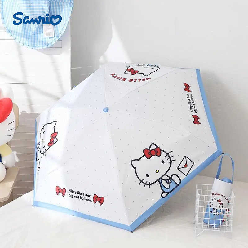 Sanrio Sanrio Hello Kitty Kawaii Umbrella Super Cute Girl Folding Manual Umbrella Sun Protection Sunshade Cute Cartoon Windproof Mini L251029