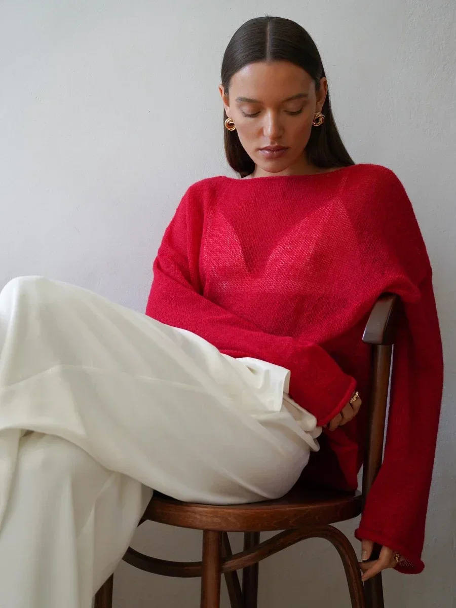 Bornladies Elegant Sweater Women Summer Autumn Casual Fashion Loose Women Pullovers Chic Pink White Jumper Sueter Mujer 251029