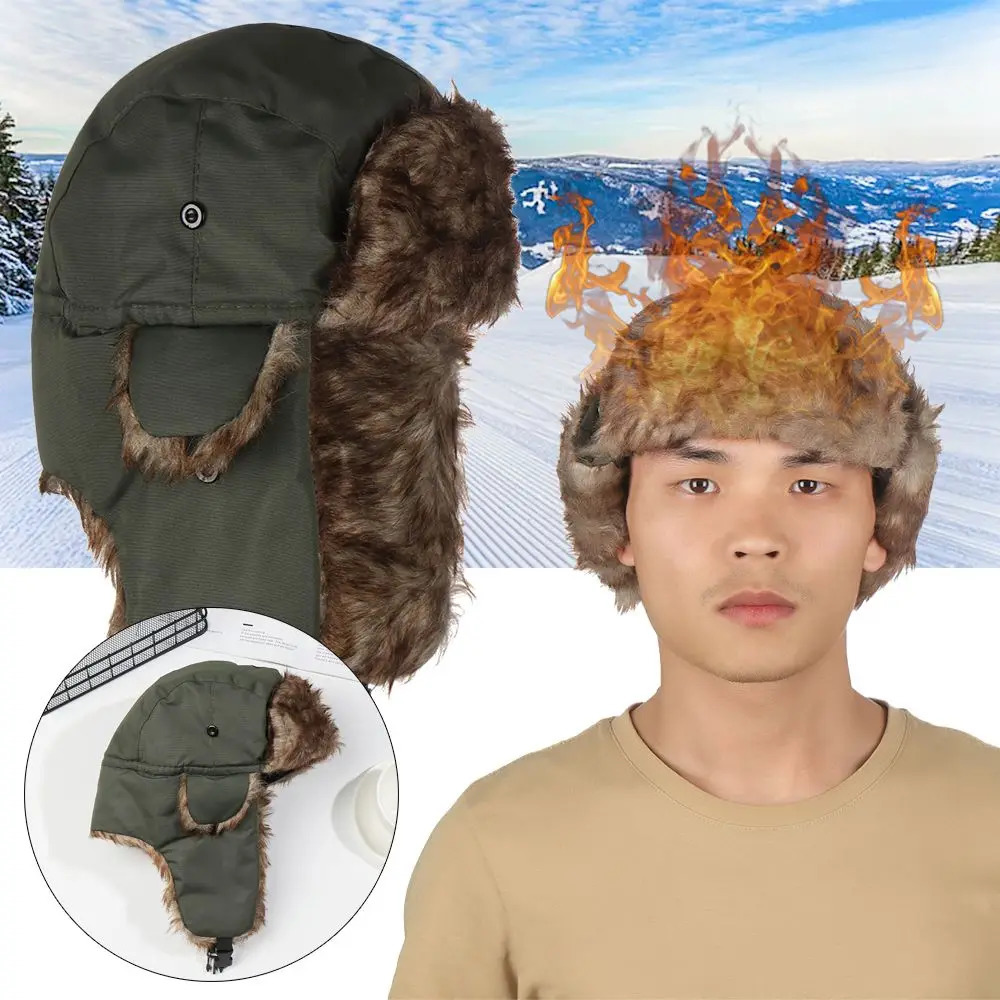 Warm Trapper Earflap Winter Cap Russian Ushanka Ski Hat Winter Hats 251029