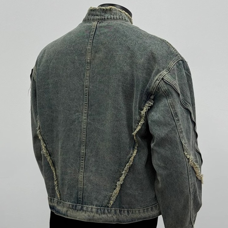 American Style Frayed Washed Denim Jacket For Designer Jacket Men Spring And Autumn Trendy Brand Vintage Design Cool And Loose Fit Couple's Jacke