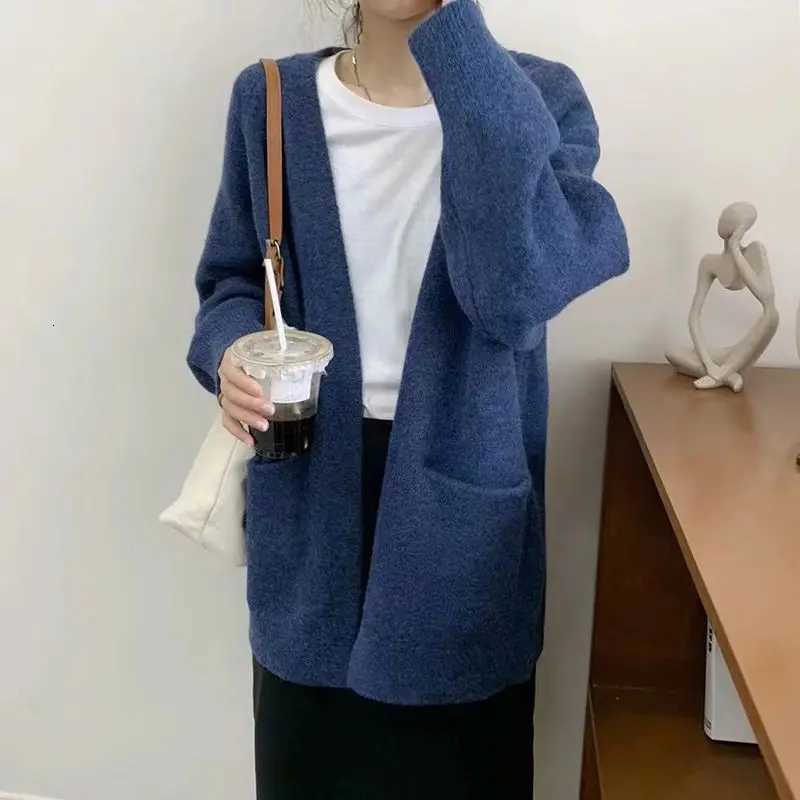 2025 New Thick Knitted Sweater Cardigan Women Loose Oversized V Neck Spring Coat Casual OutwearT251028