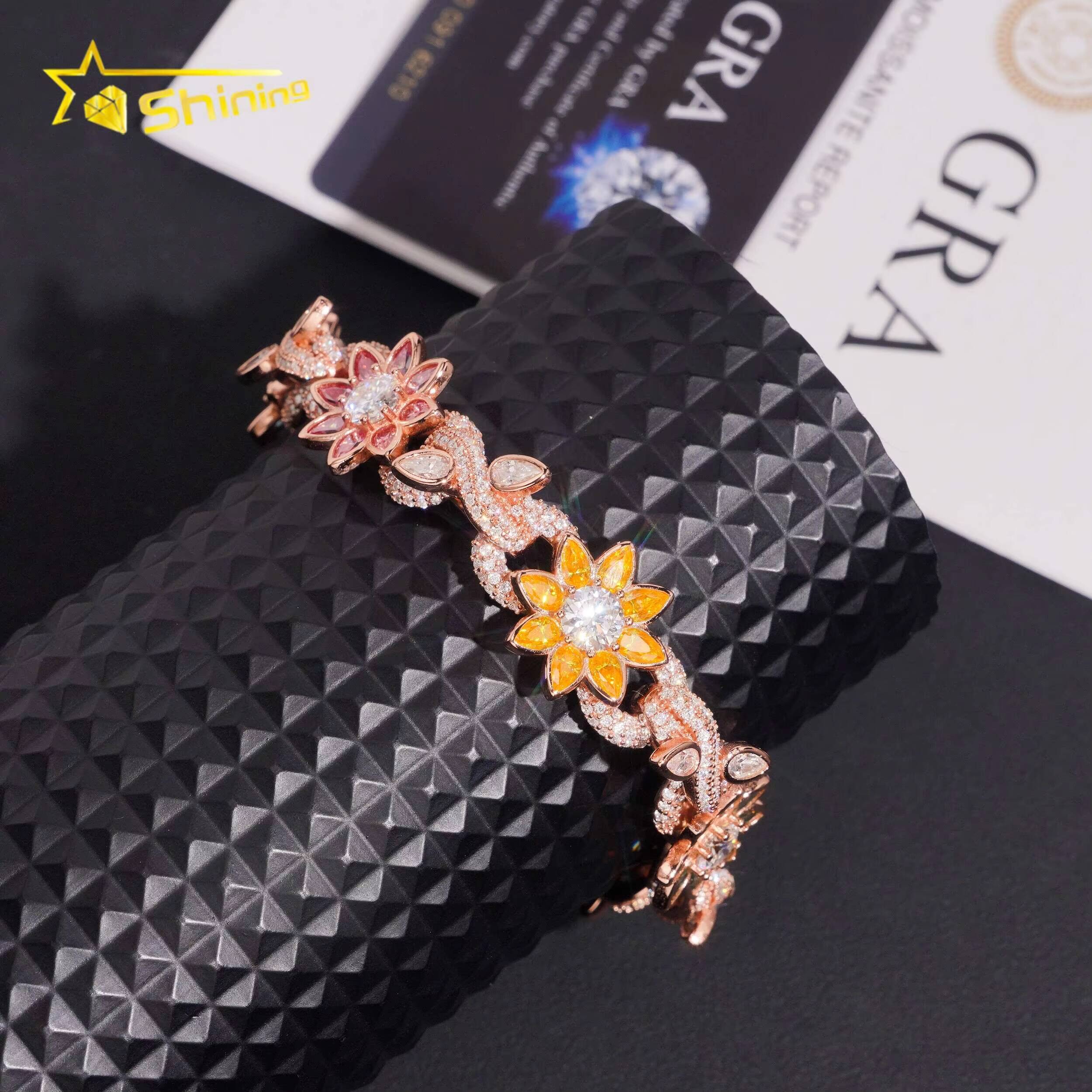 Miossanite Hip Hop Fine Jewelry Sterling Silver 925 D Color VVS Moissanite Diamond Miami Cuban Link Chain Bracelet