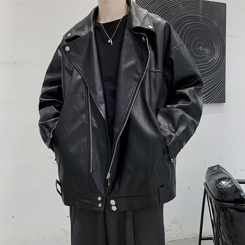 Black Leather Designer Jacket Jacket Men 2025 New American Style Men's Cool Leather Clothing Autumn Winter Motorcycle Men's Coat