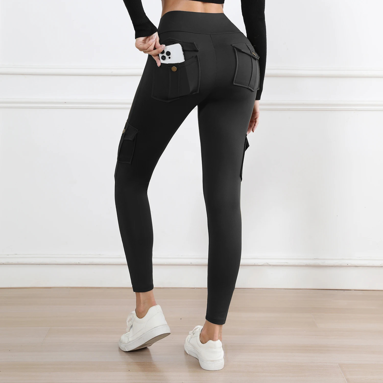 Women Pockets Fitness Cargo Leggings High Waist Fashion Gym Skinny Stretch Outdoors Comfortable Sport Pants 251029