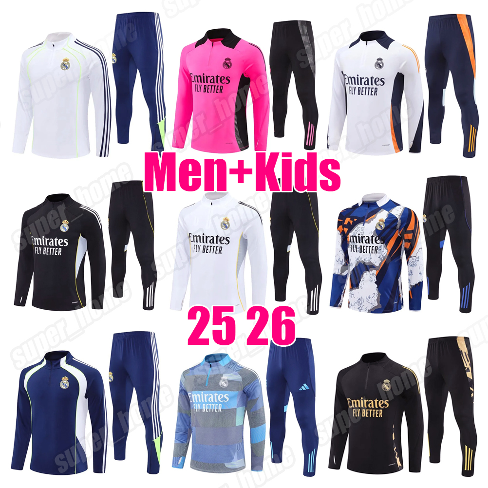2025 2026 REALS Madrides football TRACKSUIT set TRAINING suit 22/23/24/25/26 MBEPPE BELLINGHAM VINI JR men and kids football jacket chandal futbol survetement