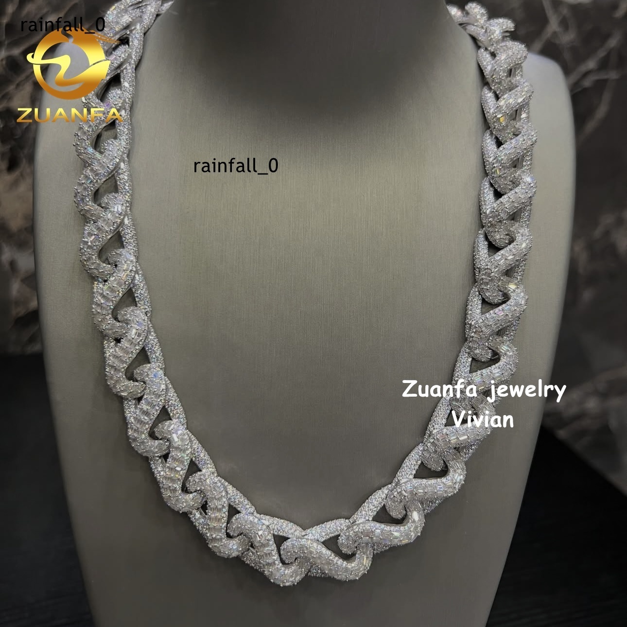 D Color VVS Moissanite Diamond 925 Sterling Silver 18MM Width Iced Cuban Link Chain Hip Hop Jewelry for Men Cuban Necklace