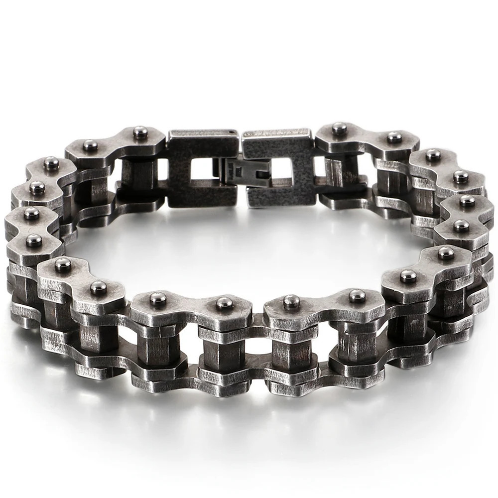 Heavy Stainless Steel Cross Bracelet Men 23CM Long 1M Wide Bicycle Chain Mens Bracelets Accessories Vintage Biker Jewelry 251028