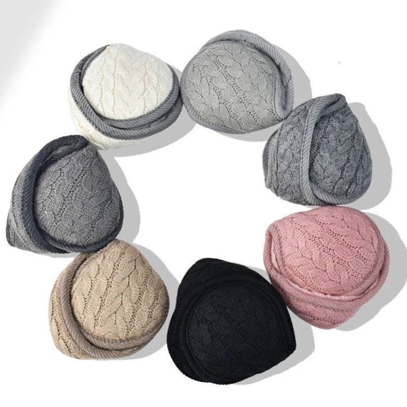 Unisex Warm Knit Earmuffs Ladies Winter Pure Color Outdoor Ski Snow Cycling Foldable Earwarmer 251029
