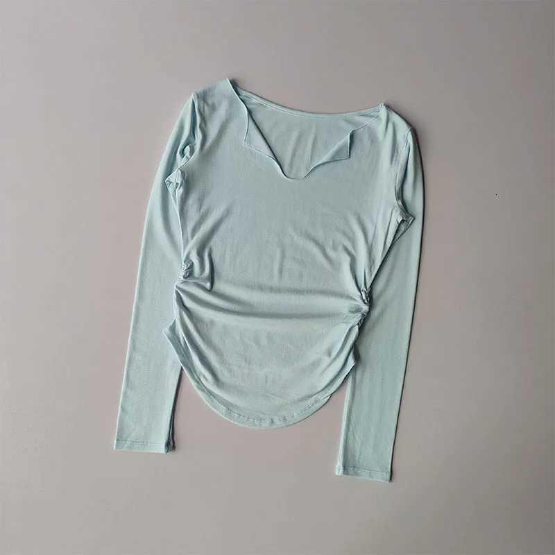 Sports Top Womens Autumn Slim Fit Small Vneck Quick Drying Yoga Clothes Running Fitness Pilates Long Sleeves Outwear T ShirtsXJ251029