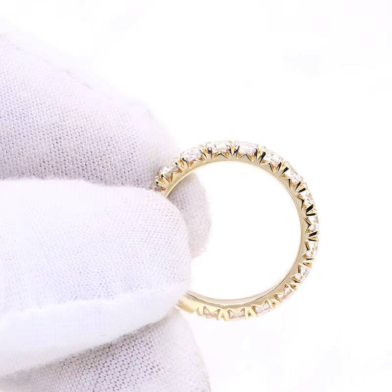 Beautiful Jewelry Moissanite Band Ring Wedding Engagement Ring 14K Pure Yellow Gold Moissanite Diamond Eternity Ring