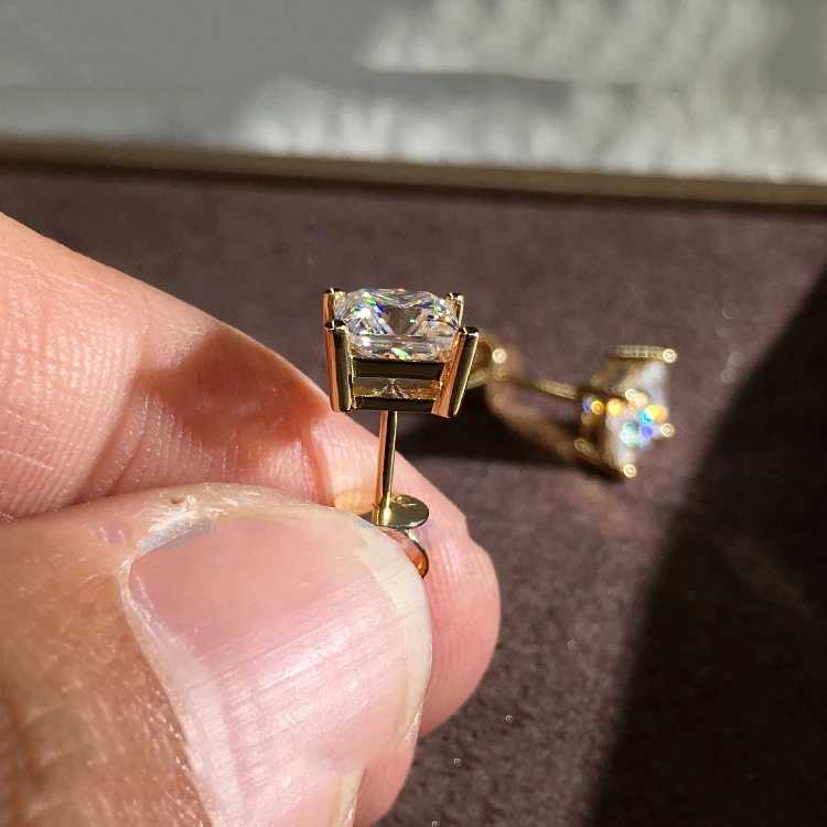 White Zircon Small Square Stone Earring Female Luxury Crystal Stud Earrings For Women Vintage Fashion Gold Color Wedding JewelryW251029