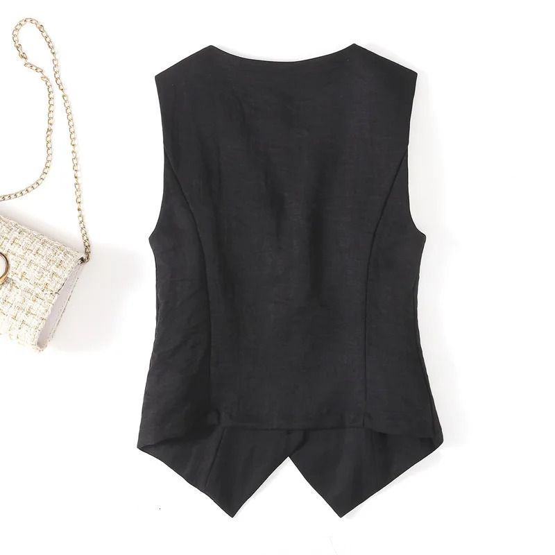 Linen waistcoat thin womens vest summer highend slimfit short sleeveless suit Vneck vest clip 251029