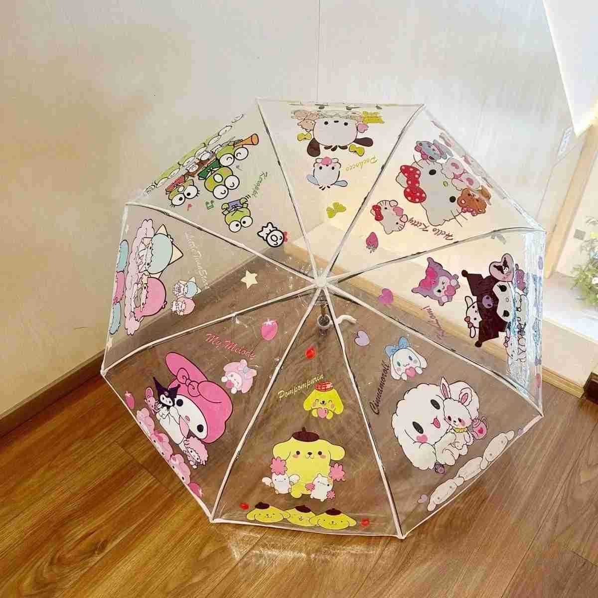Sanrio sanrio transparent umbrella cartoon kuromi folding fully automatic opening and closing umbrella cute parasol creativity gift L251029