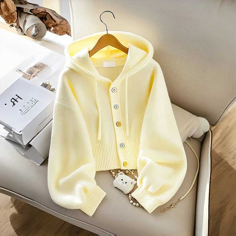 Korean Fashion Knitted Cardigan Women Autumn Winter Longsleeved Loose Hooded Casual AllMatch Knitted Sweater Ladies OutwearT251028