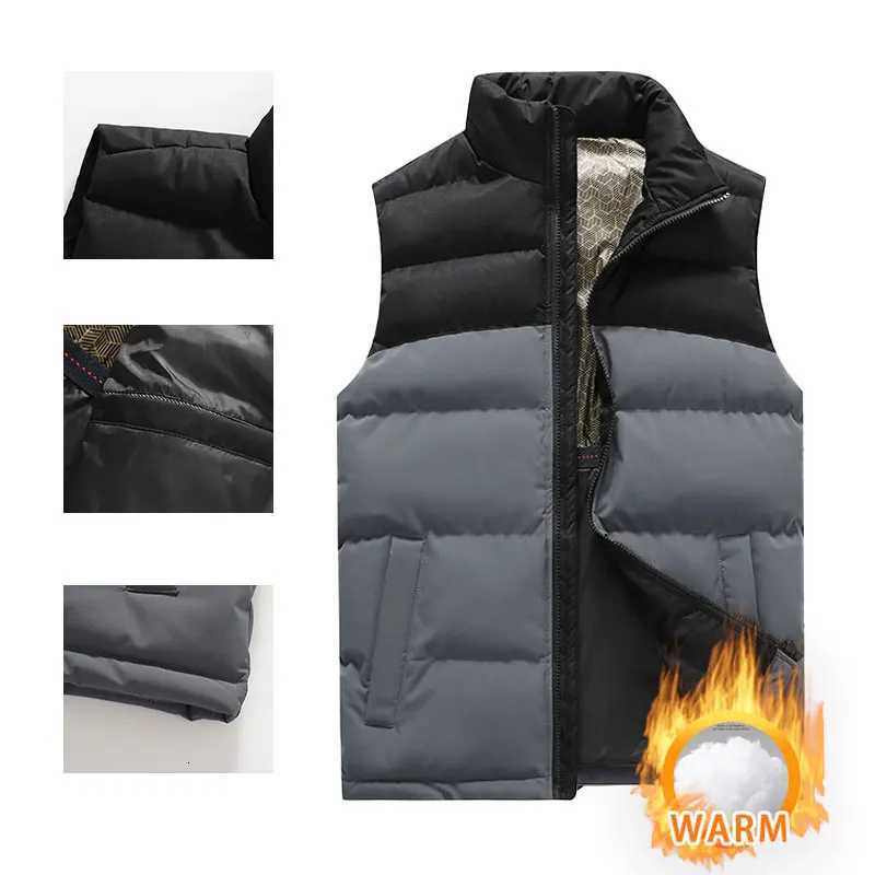 Unisex Hiking Vest Winter Thickened Stand Collar Windproof Camping Vest Couple Warm Patchwork Outdoor Fishing Sleeveless Coats W251029