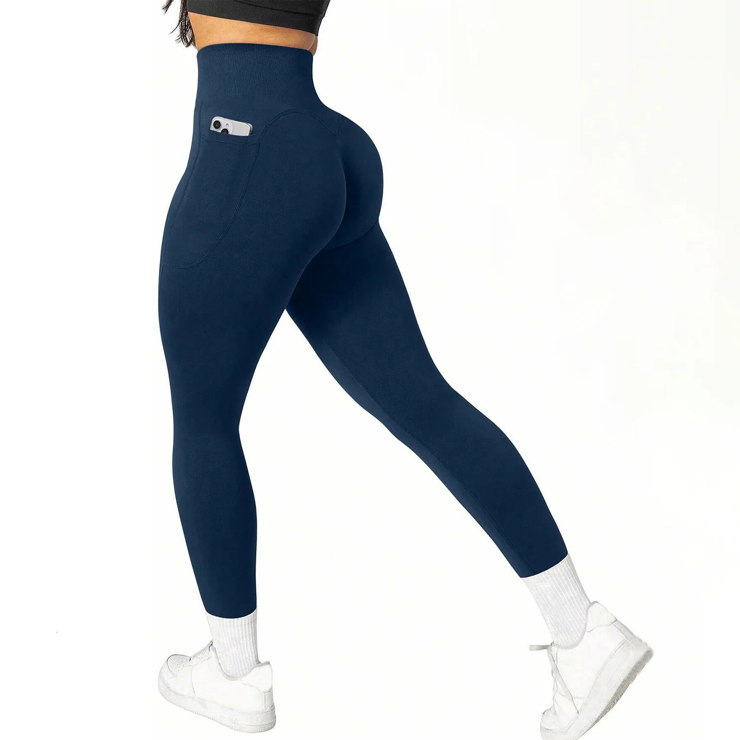 High Waist Yoga Leggings Women Fitness Workout Sport Leggings Sexy Peach Hip Pants Stretch Double Side Pocket Tight Leggings 251029