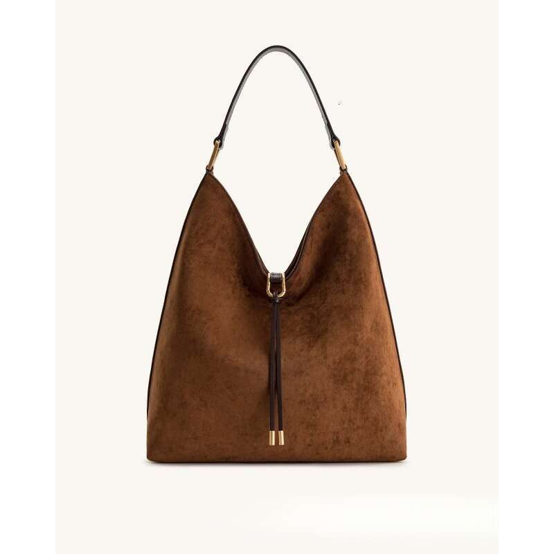 Genuine Hobo Tote Bag For Women Capacity With Golden Adjustable Strap Drawstring Closure, Brown