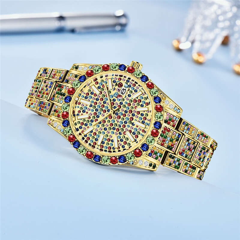 Hip-Hop Water Ghost Diamond-Studded Starry Sky Calendar Quartz Watch