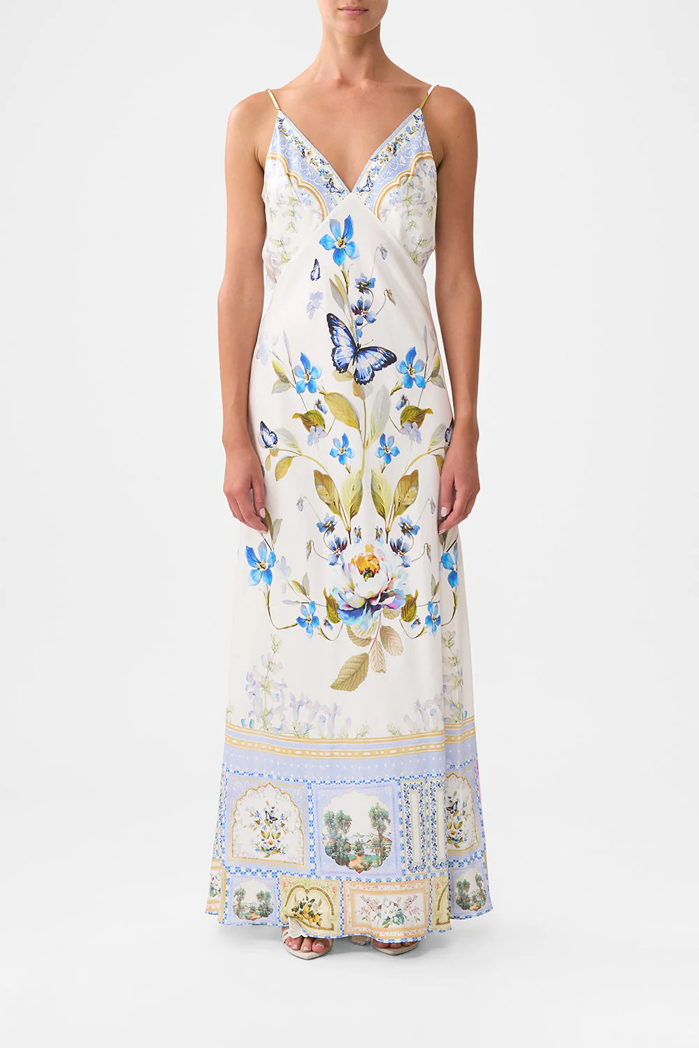 Australian designer Camilla dress High end 100% silk printed string flower suspender long skirt